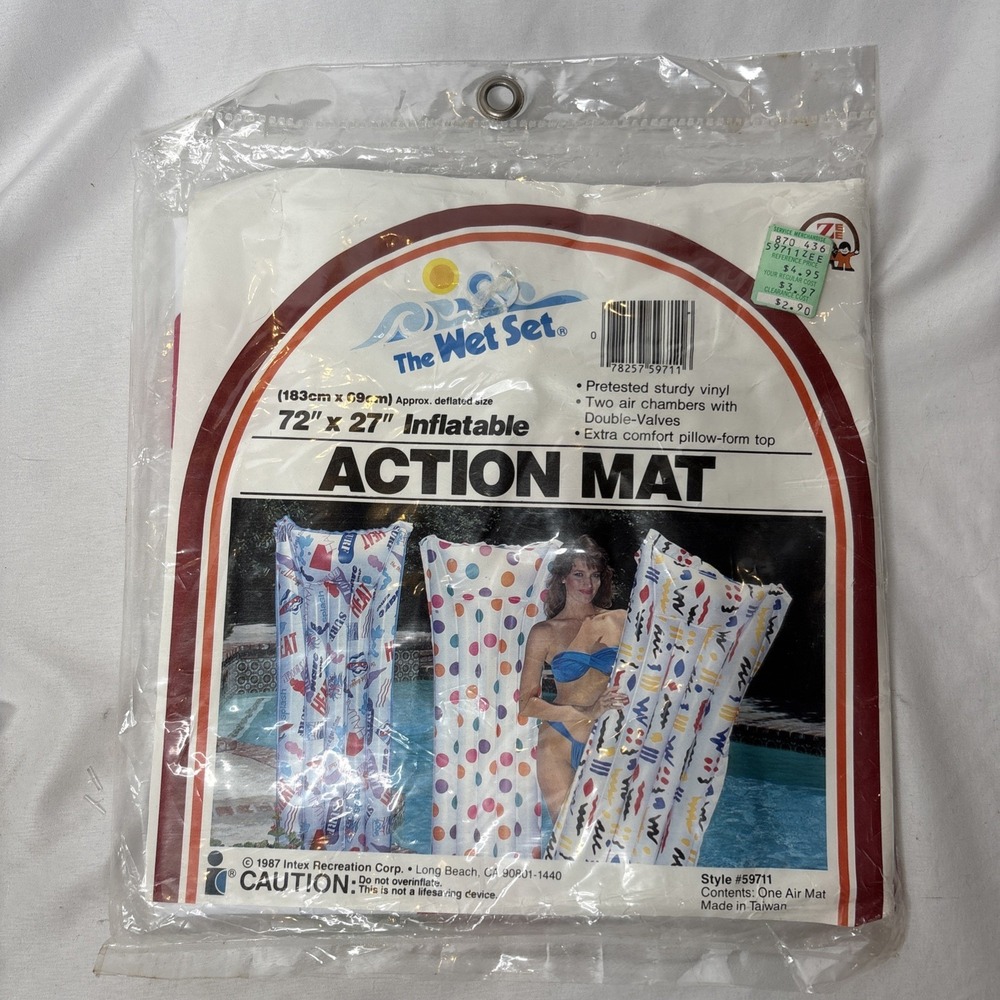 Vintage Index The Wet Set Action Mat Beach‎ Print Pool Float #59711 72"x27"